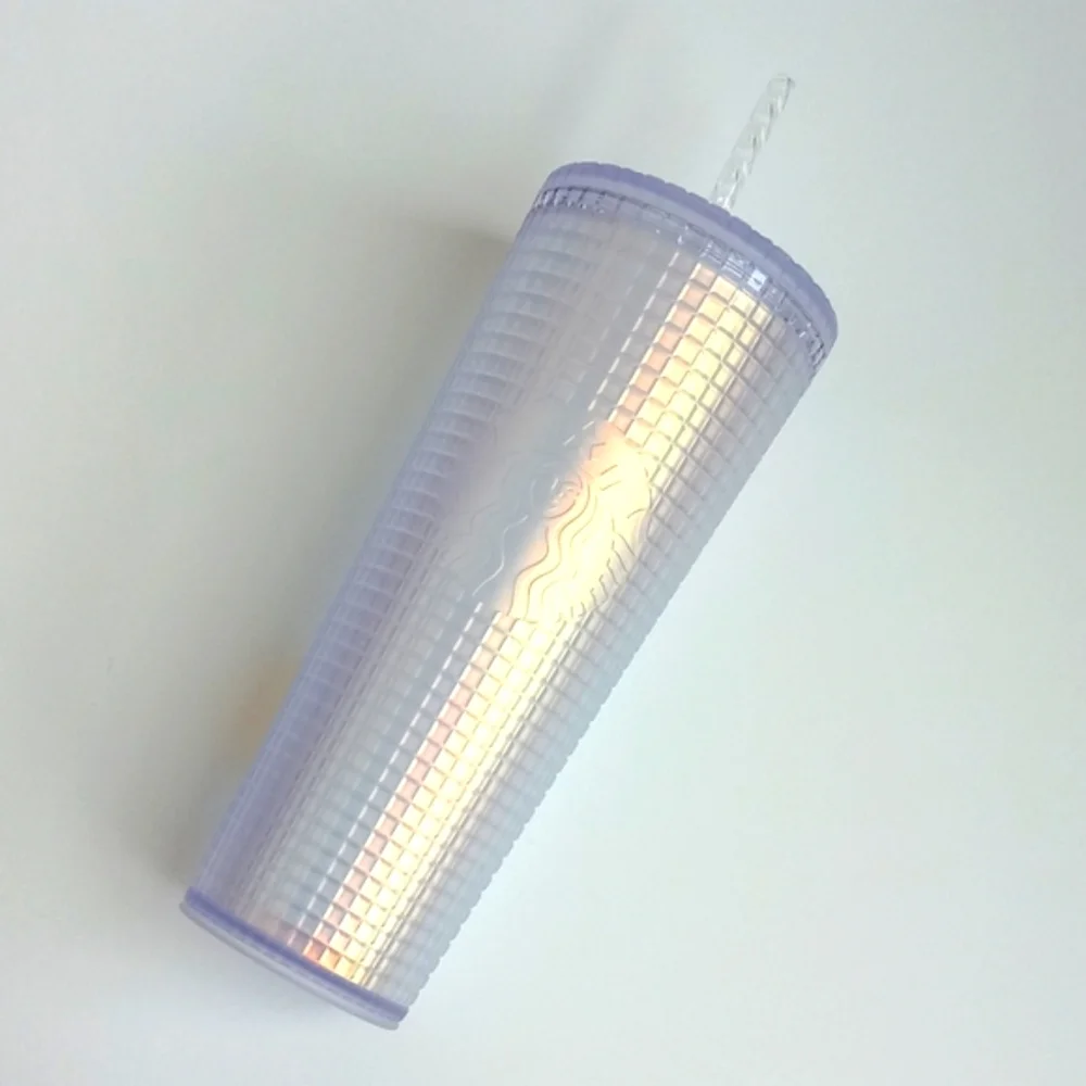 Starbucks Unicorn Holographic Soft Touch Grid 24oz Cold Cup Tumbler Lid w Straw